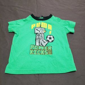 Puma T-shirt Activewear Soccer Power Kicks Robot Size Green 6-9 Months Size